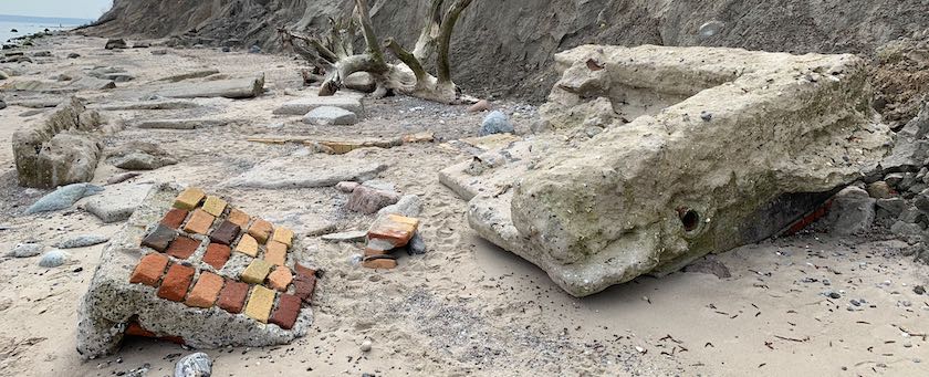 Remains of a wall at the beach