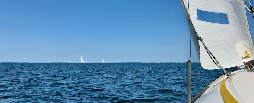 View from a sailing ship across the water