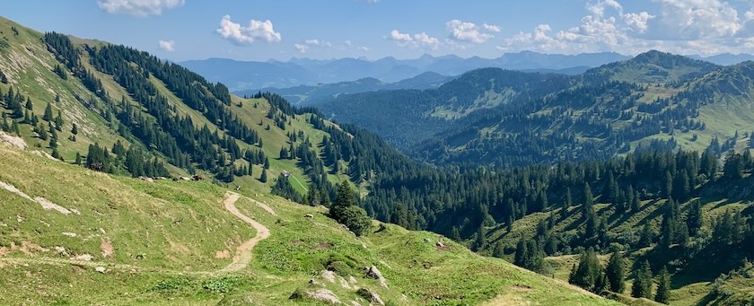 View from a plateau on the surrounding mountain landscape