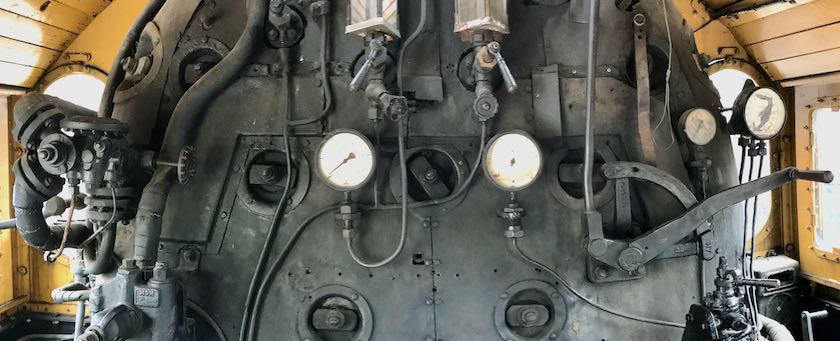 Extract of the driver's cabin of a steam locomotive (seen at Hungarian Railway Museum, Budapest)
