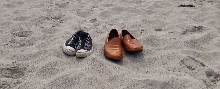 Shoes being on the beach